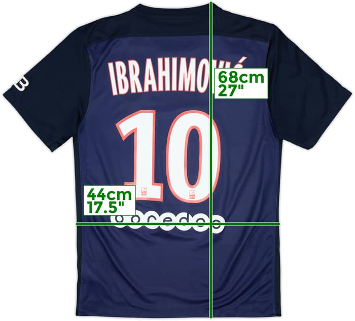 2015-16 Paris Saint-Germain Home Shirt Ibrahimovic #10 - 8/10 - (S)