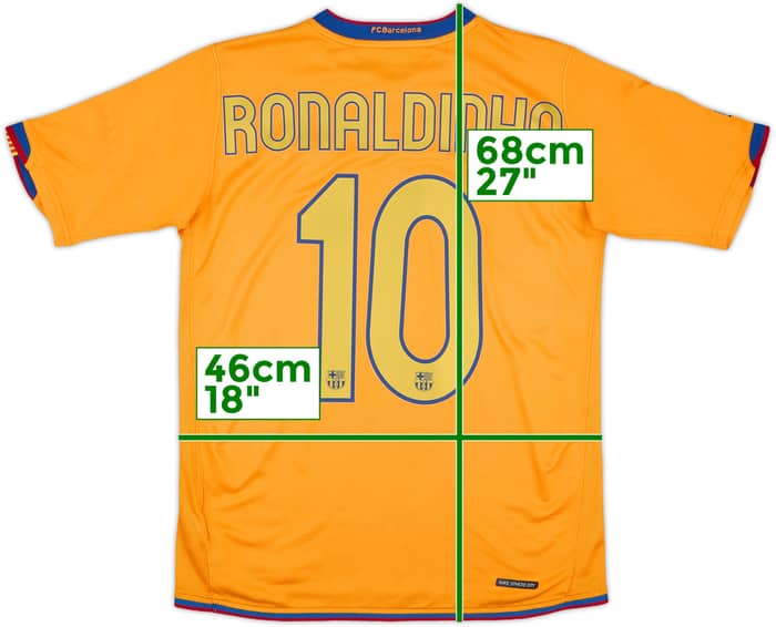 2006-08 Barcelona Away Shirt Ronaldinho #10 - 8/10 - (L.Boys)