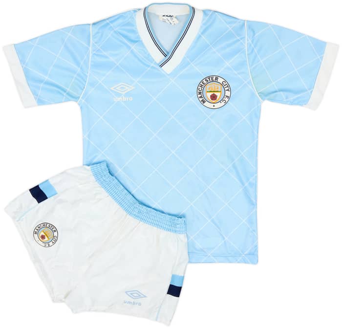 1987-89 Manchester City Home Shirt & Shorts - 7/10 - (M.Boys)