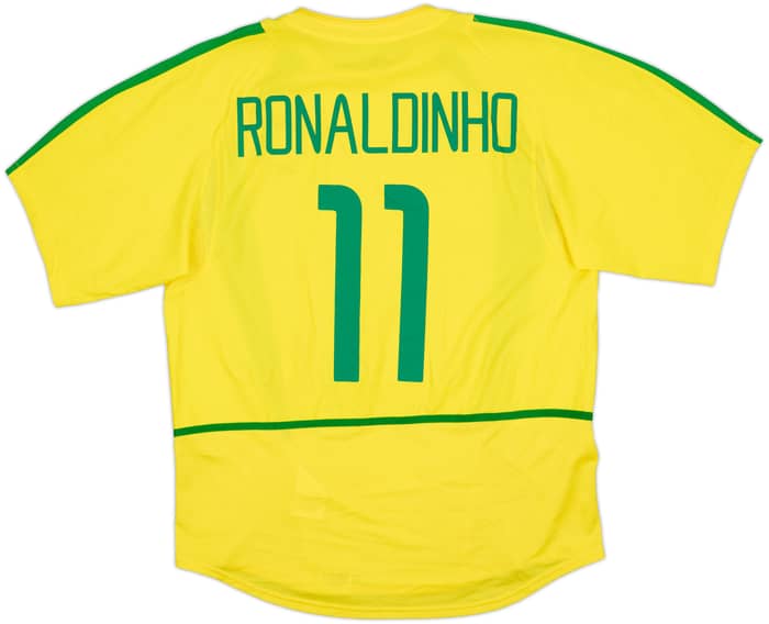 2002-04 Brazil Home Shirt Ronaldinho #11 - 8/10 - (L)