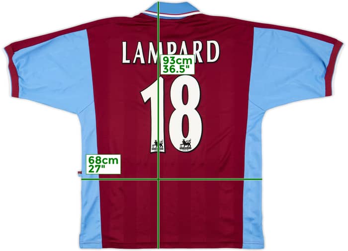 1997-98 West Ham Home Shirt Lampard #18 - 9/10 - (L)