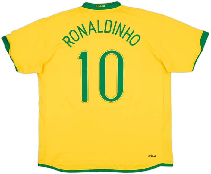 2006-08 Brazil Home Shirt Ronaldinho #10 - 6/10 - (XXL)