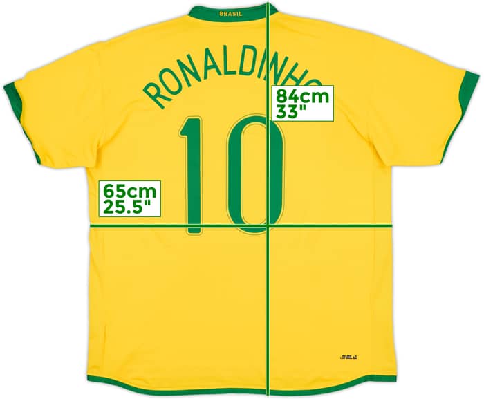 2006-08 Brazil Home Shirt Ronaldinho #10 - 6/10 - (XXL)