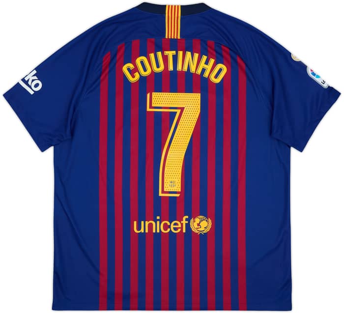 2018-19 Barcelona Home Shirt Coutinho #7 - 9/10 - (XL)