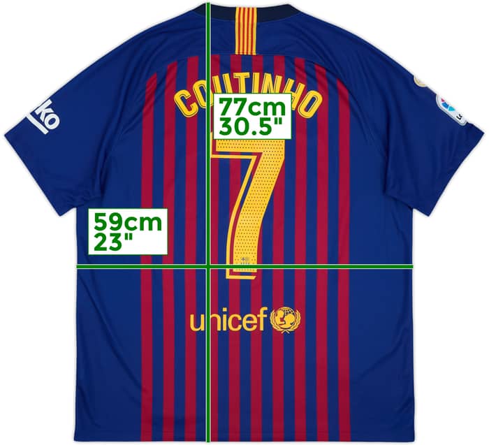 2018-19 Barcelona Home Shirt Coutinho #7 - 9/10 - (XL)