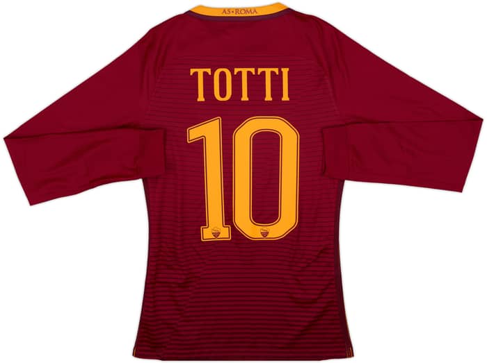 2016-17 Roma Player Issue Home L/S Shirt Totti #10 (S)