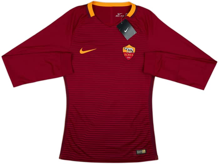 2016-17 Roma Player Issue Home L/S Shirt Totti #10 (S)