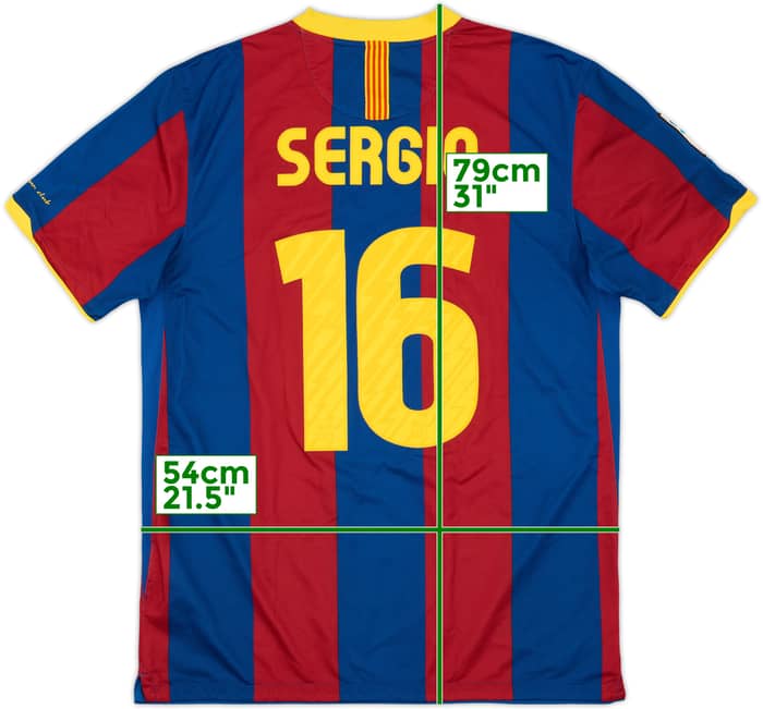 2010-11 Barcelona Home Shirt Sergio #16 - 9/10 - (L)