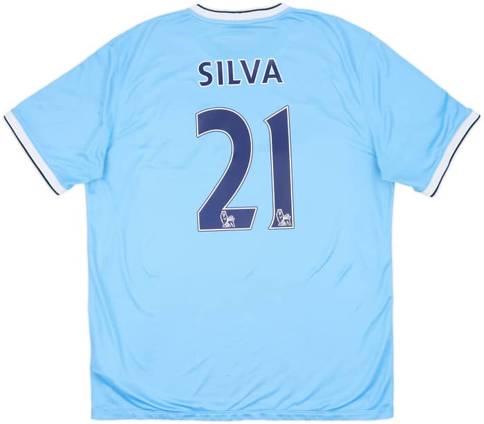 2013-14 Manchester City Home Shirt Silva #21 - 7/10 - (XL)