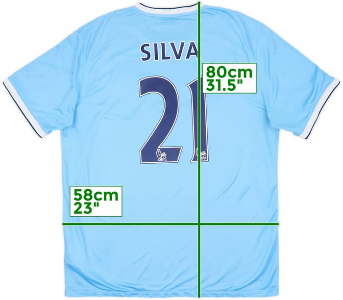 2013-14 Manchester City Home Shirt Silva #21 - 7/10 - (XL)