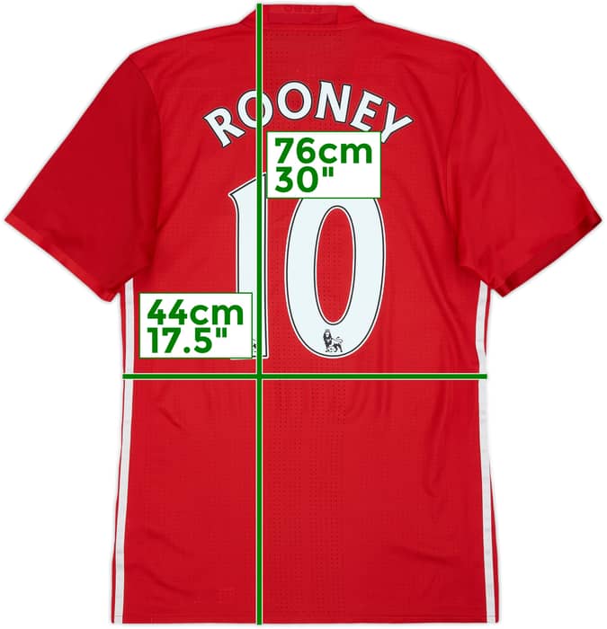 2016-17 Manchester United Authentic Home Shirt Rooney #10 - 8/10 - (M)