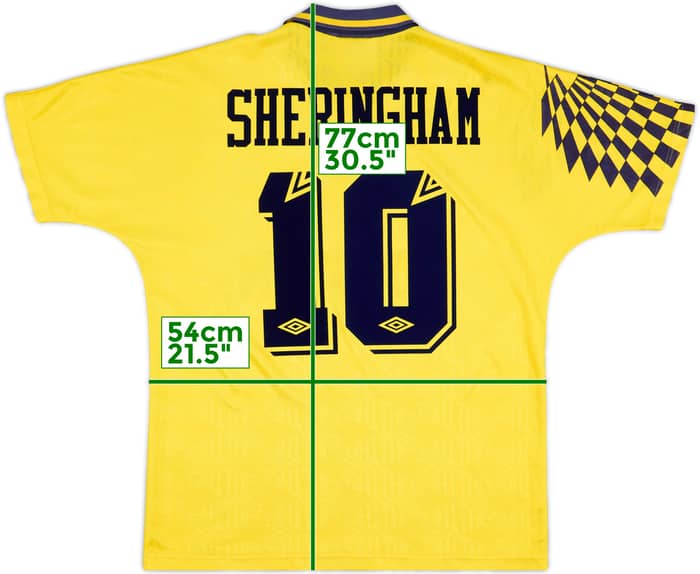 1991-95 Tottenham Away Shirt Sheringham #10 - 10/10 - (L)