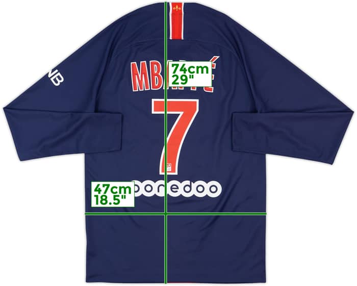 2018-19 Paris Saint-Germain Home L/S Shirt Mbappe #7 - 10/10 - (S)