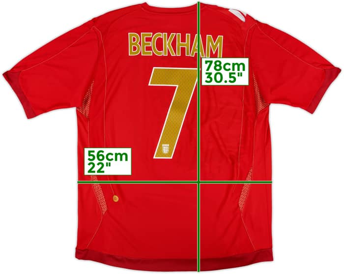 2006-08 England Away Shirt Beckham #7 - 7/10 - (XL)