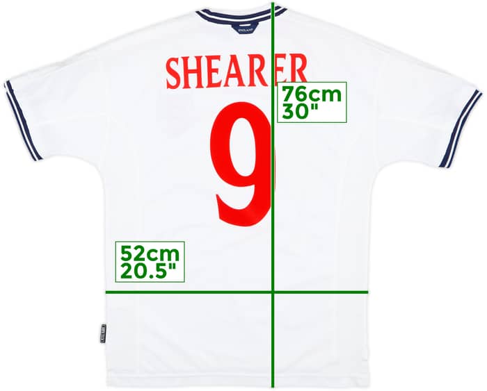 1999-01 England Home Shirt Shearer #9 - 7/10 - (L)