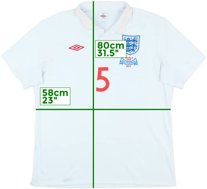 2010-11 England 'World Cup South Africa 2010' Home Shirt Dawson #5 - 7/10 - (XL)