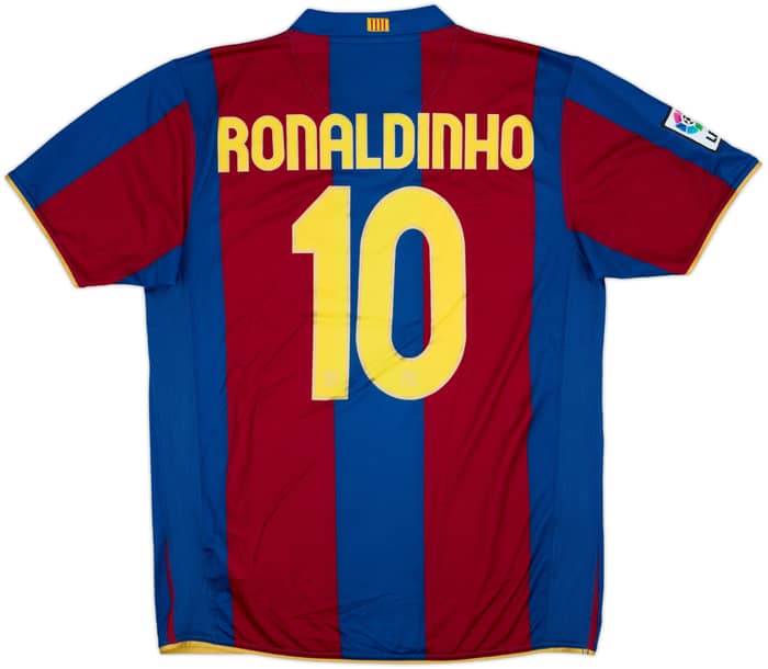 2007-08 Barcelona Home Shirt Ronaldinho #10 - 8/10 - (L)