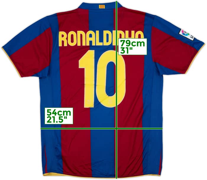 2007-08 Barcelona Home Shirt Ronaldinho #10 - 8/10 - (L)