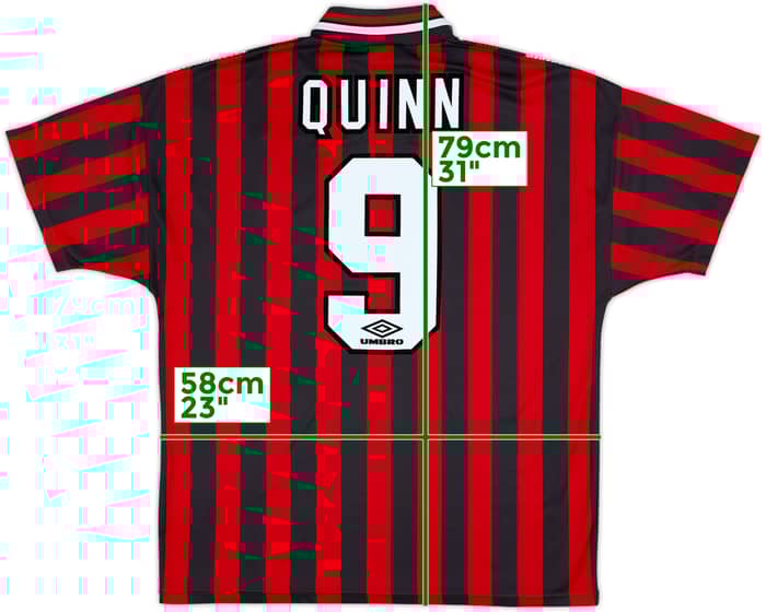 1994-96 Manchester City Away Shirt Quinn #9 - 7/10 - (XL)