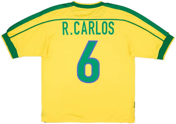 1998-00 Brazil Home Shirt R.Carlos #6 - 9/10 - (M)