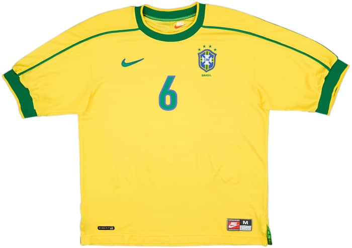 1998-00 Brazil Home Shirt R.Carlos #6 - 9/10 - (M)