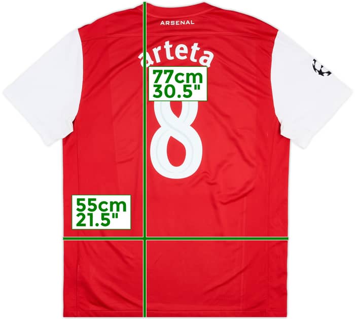 2011-12 Arsenal Home Shirt Arteta #8 - 8/10 - (XL)