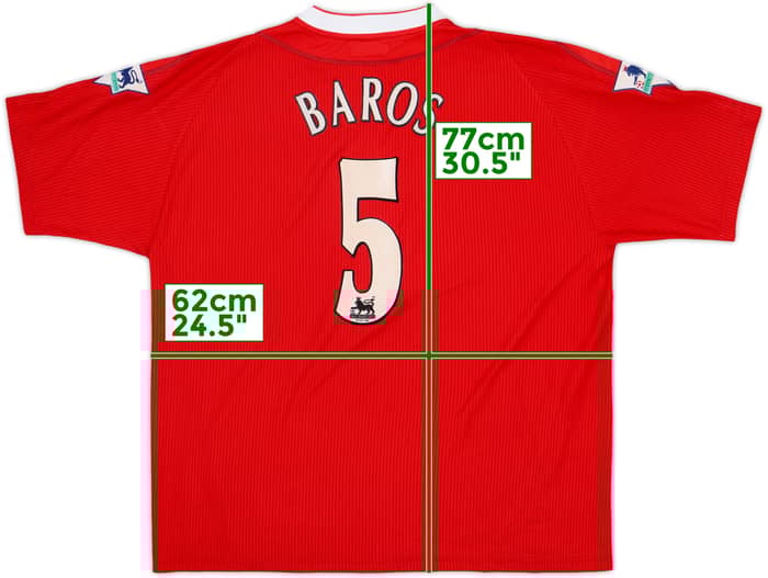 2002-04 Liverpool Home Shirt Baros #5 - 5/10 - (XL)
