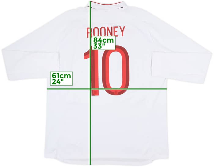 2012-13 England Home L/S Shirt Rooney #10 - 10/10 - (XXL)
