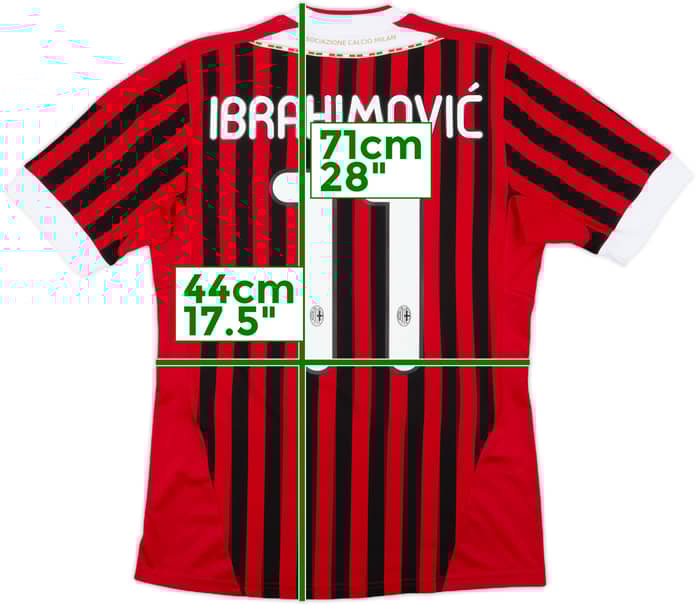 2011-12 AC Milan Home Shirt Ibrahimovic #11 - 9/10 - (S)