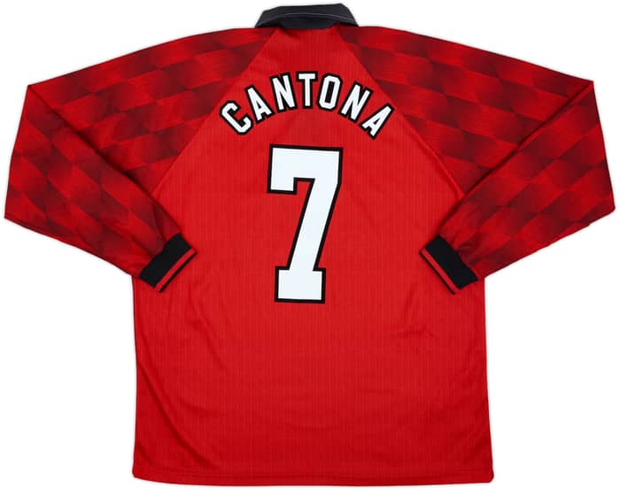 1996-98 Manchester United Home L/S Shirt Cantona #7 - 8/10 - (XL)