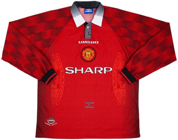 1996-98 Manchester United Home L/S Shirt Cantona #7 - 8/10 - (XL)