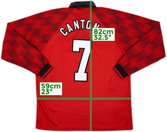 1996-98 Manchester United Home L/S Shirt Cantona #7 - 8/10 - (XL)