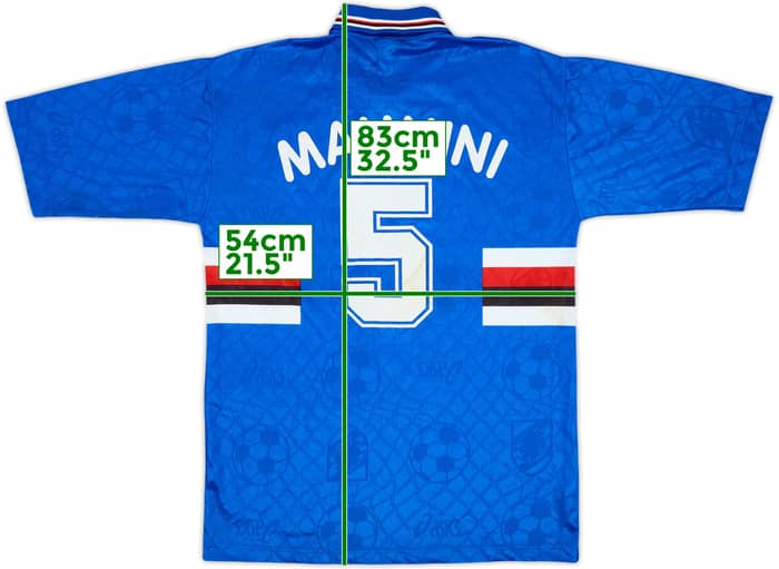1995-96 Sampdoria Home Shirt Mannini #5 - 6/10 - (XXL)