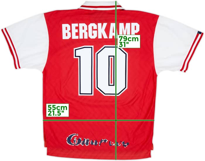 1996-98 Arsenal Home Shirt Bergkamp #10 - 6/10 - (XL)