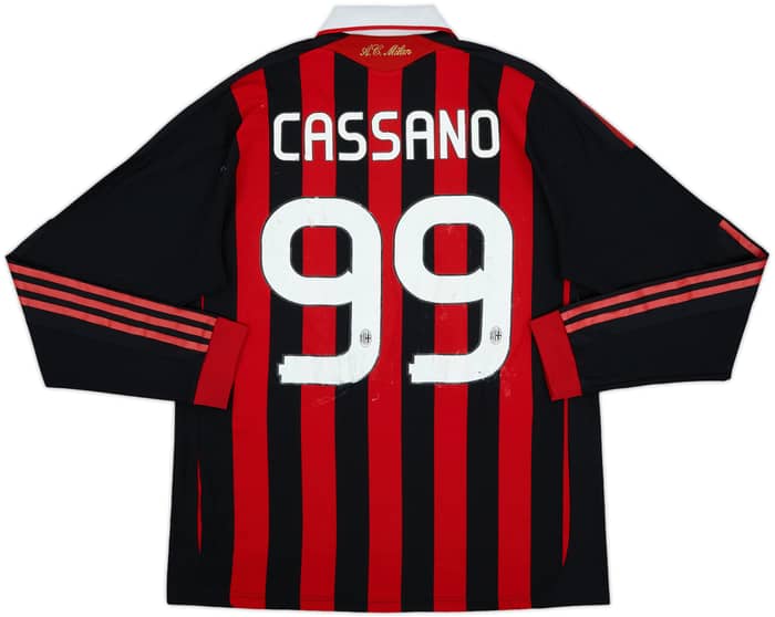 2009-10 AC Milan Player Issue Home L/S Shirt Cassano #99 - 4/10 - (L)