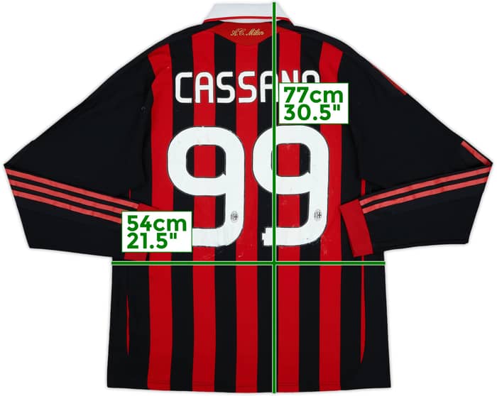 2009-10 AC Milan Player Issue Home L/S Shirt Cassano #99 - 4/10 - (L)