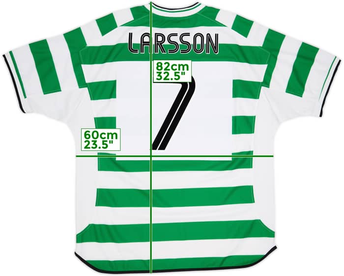 2001-03 Celtic Home Shirt Larsson #7 - 8/10 - (XXL)