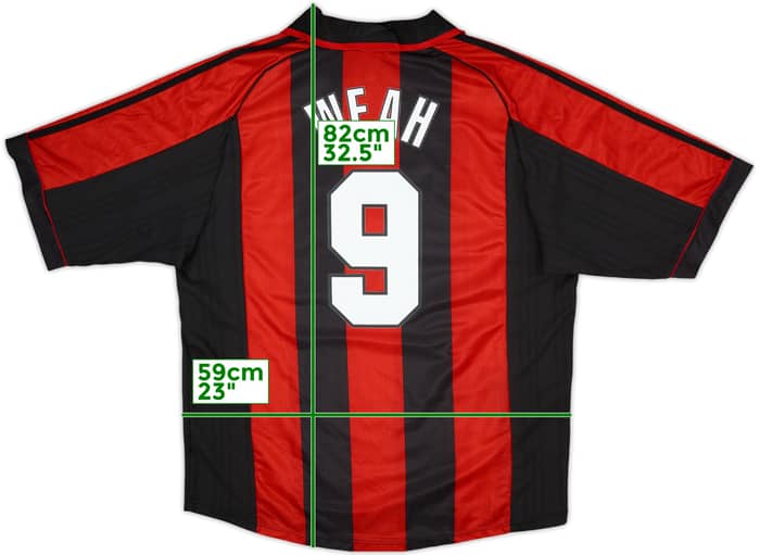 1998-00 AC Milan Home Shirt Weah #9 - 8/10 - (XL)