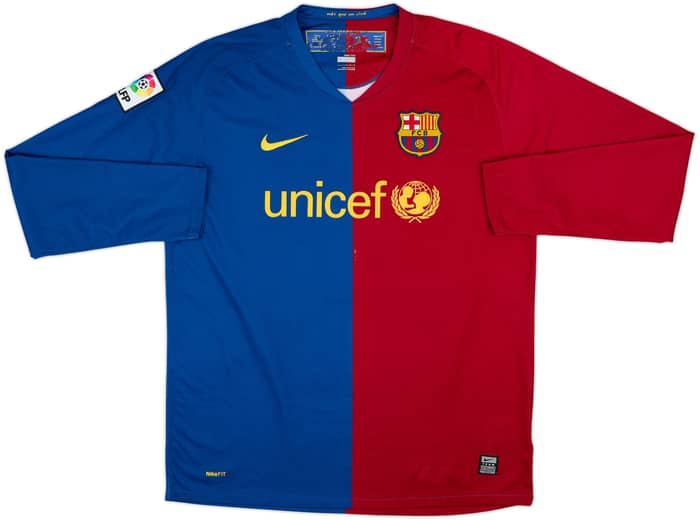 2008-09 Barcelona Home L/S Shirt Messi #10 - 8/10 - (L)