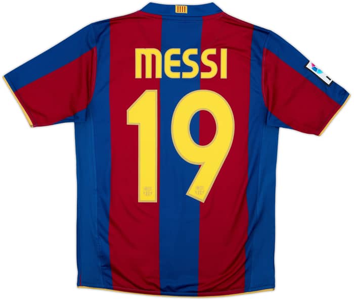 2007-08 Barcelona Home Shirt Messi #19 - 9/10 - (L.Boys)