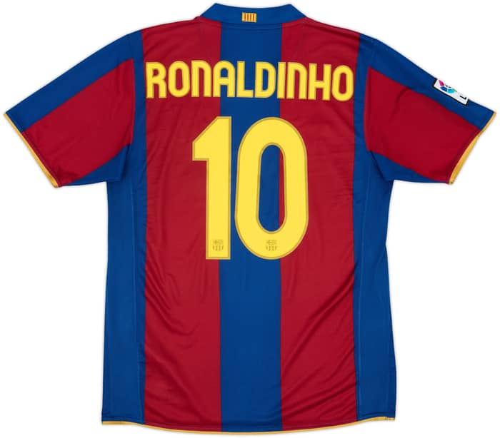 2007-08 Barcelona Home Shirt Ronaldinho #10 - 8/10 - (M)