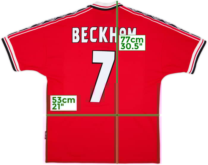 1998-00 Manchester United Home Shirt Beckham #7 - 8/10 - (L)