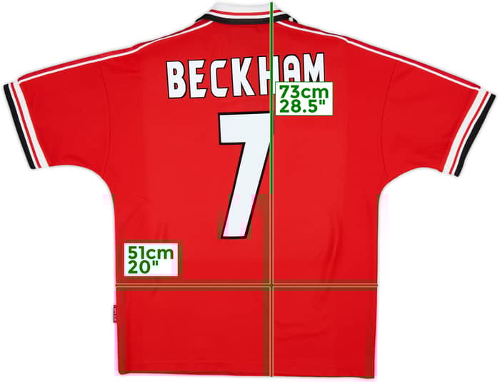 1998-00 Manchester United Home Shirt Beckham #7 - 6/10 - (M)
