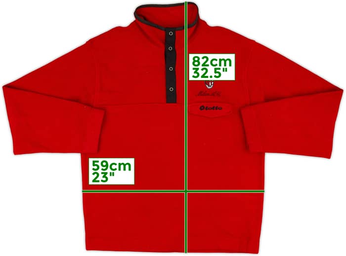 1995-96 AC Milan Lotto Button Fleece Top - 8/10 - (XL)