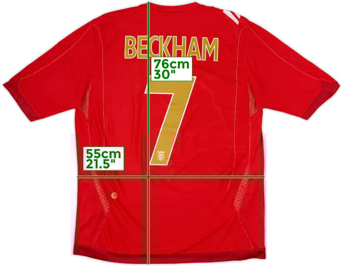 2006-08 England Away Shirt Beckham #7 - 6/10 - (L)