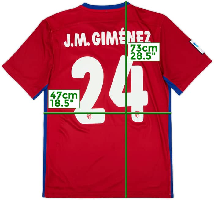 2015-16 Atletico Madrid Home Shirt J.M.Gimenez #24 - 6/10 - (S)
