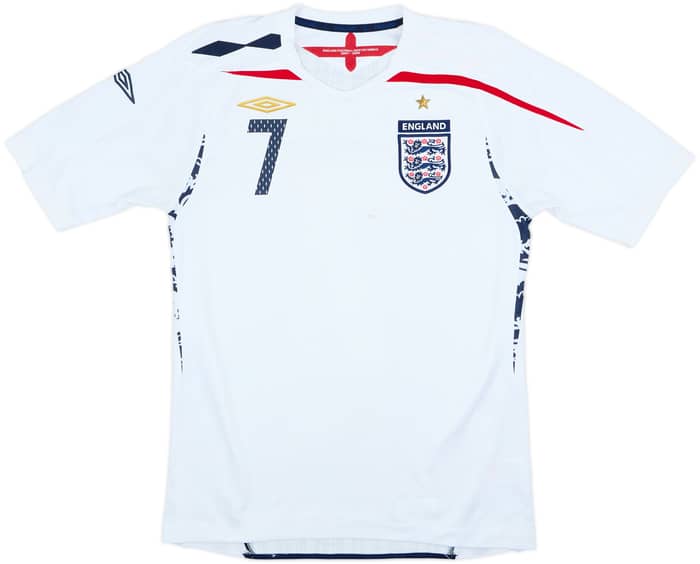 Camiseta de local del England 2007-09 Beckham #7 - 7/10 - (S)