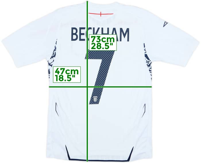 Camiseta de local del England 2007-09 Beckham #7 - 7/10 - (S)