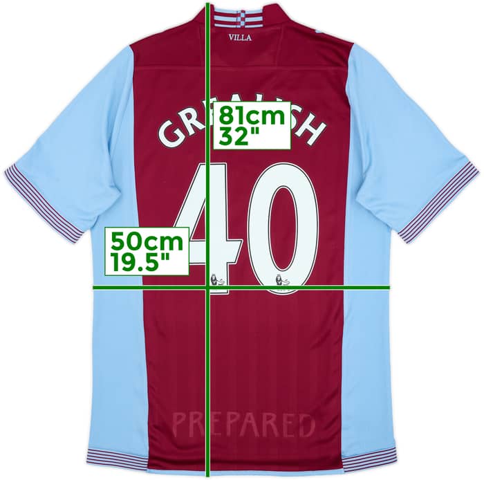 2013-14 Aston Villa Home Shirt Grealish #40 - 8/10 - (L)