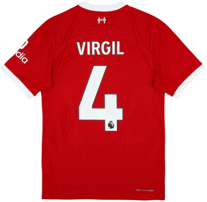 2023-24 Liverpool Authentic Home Shirt Virgil #4 - 10/10 - (S)